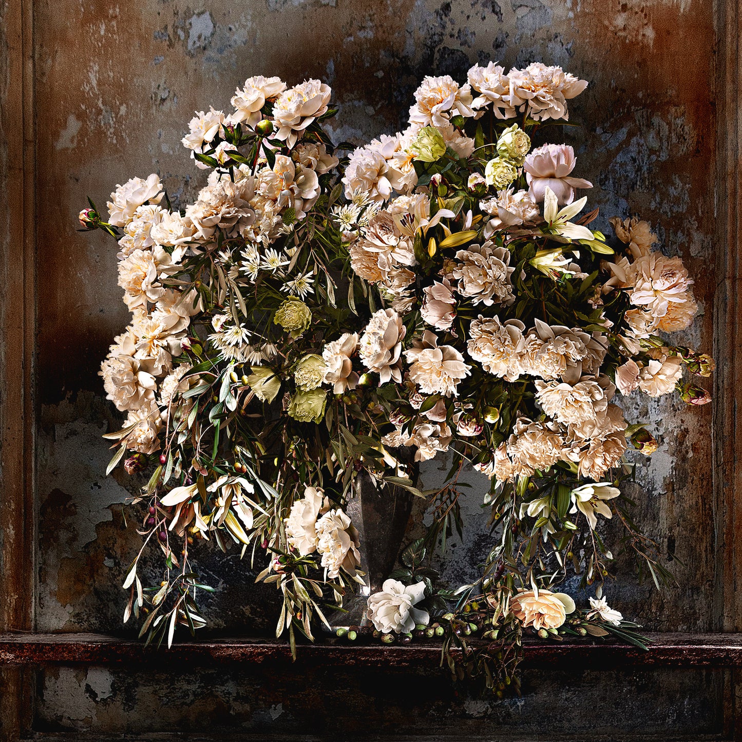 Olives and Peonies Small Art Print