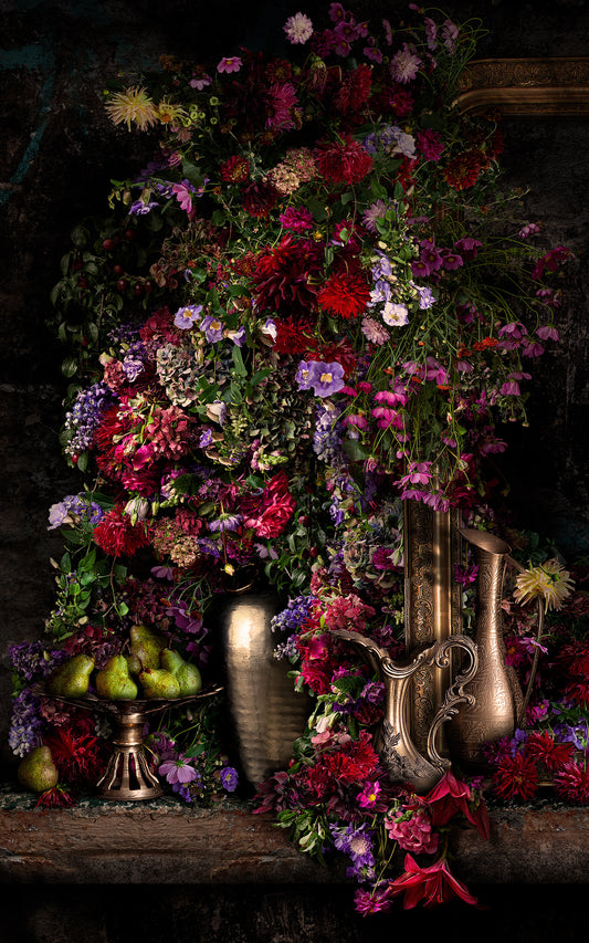 Dahlias and Gilt  Limited Edition Fine Art Print