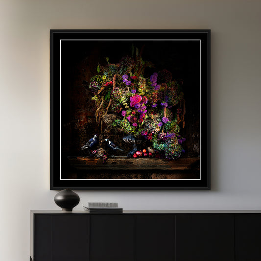 Magpies and Pomegranates Fine Art Print