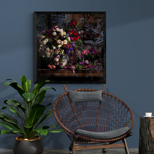 Bulls and Roses Framed Art Print