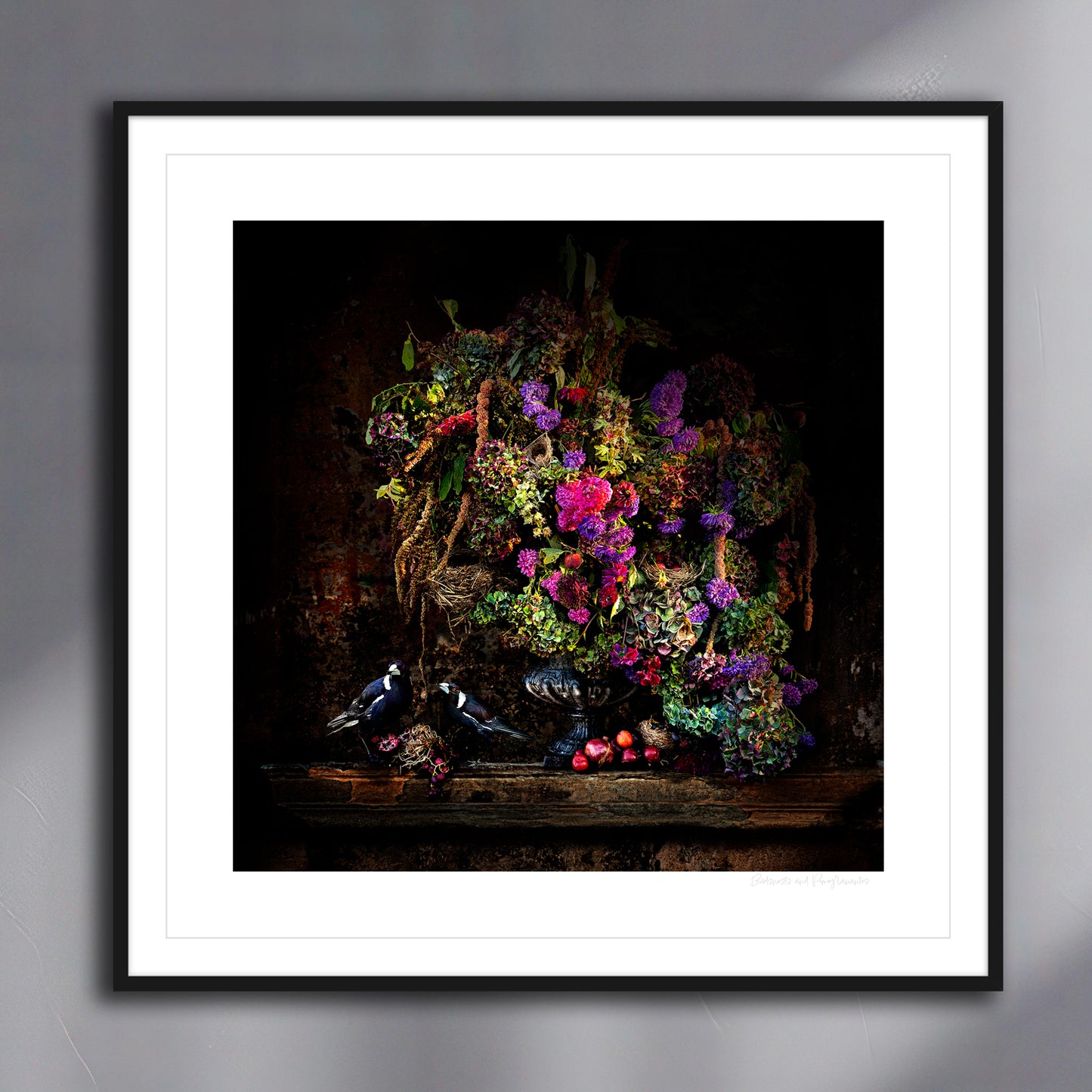 Magpies and Pomegranates Fine Art Print