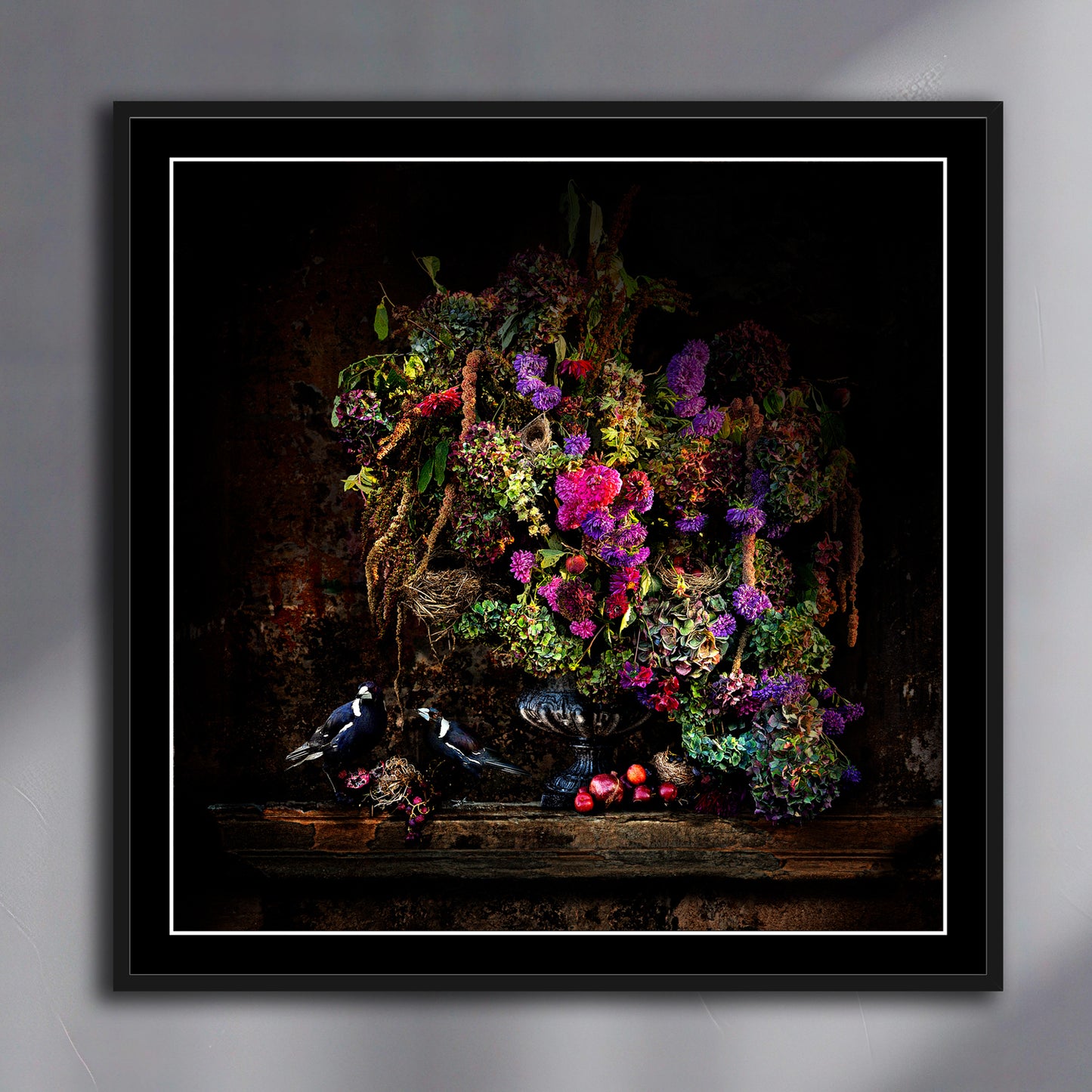 Magpies and Pomegranates Fine Art Print