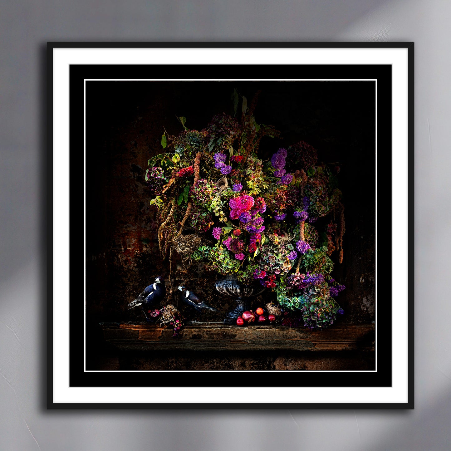 Magpies and Pomegranates Fine Art Print